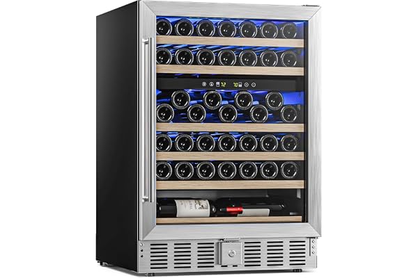 Antarctic Star 24 Inch Wine Fridge, 52 Bottle Wine Cooler Refrigerator. 39-64Â°F Dual Zone Wine Refrigerator Glass Door, Built in or Freestanding Under Counter Fridge for Home Bar Office