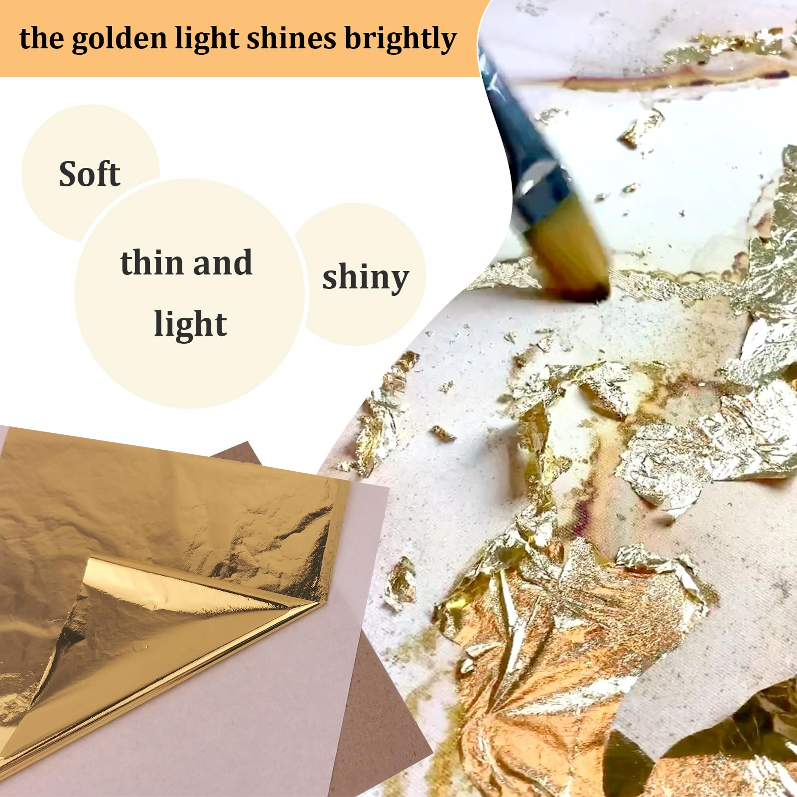 REDANHA 120PCS Gold Leaf Sheets, Multipurpose Art Gold Foil Sheets for Gilding Crafting, Painting, Sculpture, Art Decoration, 5.5 by 5.5 Inches
