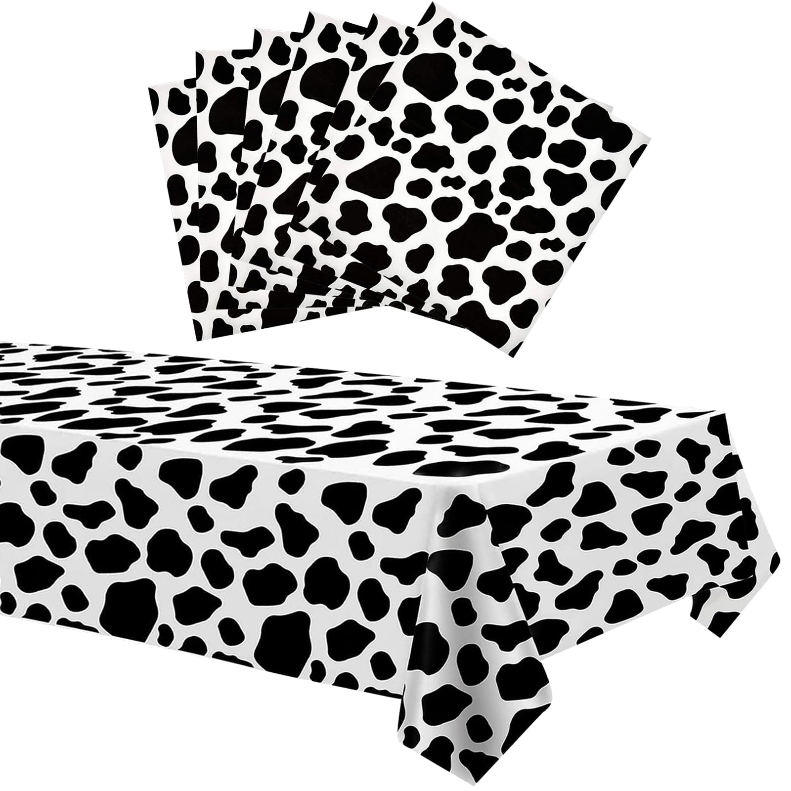 POPOYU Jungle Safari Animals Party Tablecloth and Napkins Set,21P Cow Print Party Tableware Set Table Decorations, Plastic PVC Tablecover and Serviettes Kids Jungle Safari Zoo Animals Party Supplies