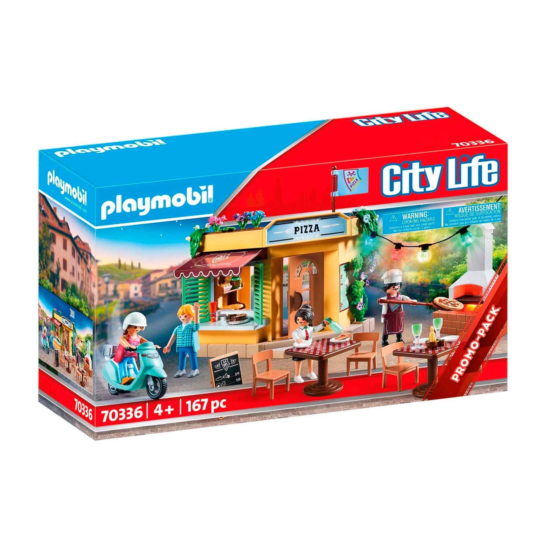 Playmobil 70336 City Life Pizzeria, with Light Effects, for Children Ages 4+, Fun Imaginative Role-Play, PlaySets Suitable for Children Ages 4+