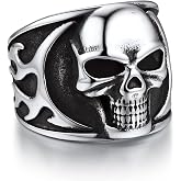 Bandmax Retro Style Stainless Steel Skull Band Ring For Men & Women | Sturdy Stainless Steel Band, Sizes 7-14, Gothic Punk Skeleton Design, Suitable For Daily Use, Biking And Street Fashion