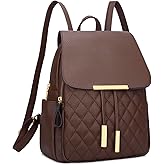 KKXIU Quilted Trendy Leather Backpack Purse for Women and Ladies Shoulder Travel Daypacks Bags (Coffee)