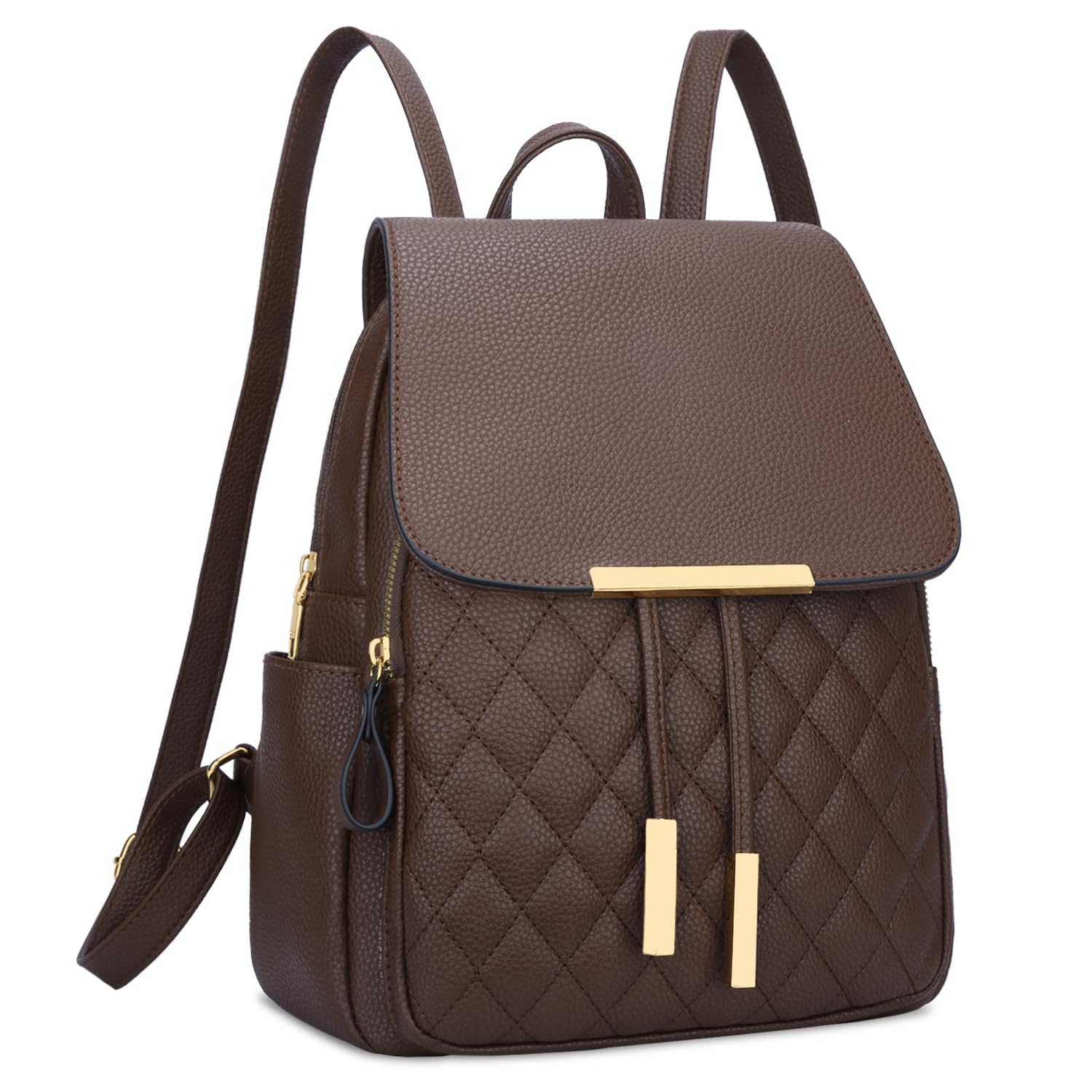 Photo 1 of KKXIU Quilted Trendy Leather Backpack Purse for Women and Ladies Shoulder Travel Daypacks Bags (Coffee)