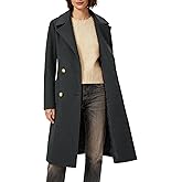 OTU Vibe Women's Winter Double-Breasted Long Overcoat, Classic Trench Coat, Casual Notch Lapel Outwear