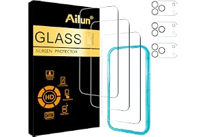 Ailun Screen Protector + Camera Lens Protector for iPhone 18 Pro | 3+3 Pack, 6.3 inch, Tempered Glass, Installation Frame, Se