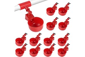 Kalolary Automatic Chicken Waterer Cups，12 Packs Tee Fittings Poultry Drinking Cups for Chick, Bunny, Goose,Duck,Turkey,Profe