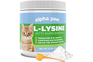 Alpha Paw - Human Grade for Pets - Cat Lysine Supplement - Extra Servings 5-10 Month Supply - Natural Lysine (8 Ounces/227 Grams)