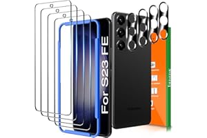 IMBZBK 4 Pack Screen Protector for Samsung Galaxy S23 FE 5G Tempered Glass with 4 Pack Camera Lens Protector Accessories, 9H Hardness, Case Friendly