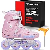 FlyingEagle F5S+ Eclipse Pro Unisex Inline Roller Skates, 11 Size Options | Rockerable Axles, CNC Aluminum Frame, Hard Shell Boot, 80mm 85A Wheels, ABEC-7 Bearings, Neoprene Comfort Liner
