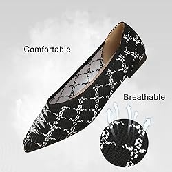 TINGRISE Women's Flats Shoes Pointed Toe Knit