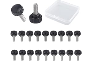 MOROBOR Knurled Thumbscrew Screw, 20pcs M3 x 10mm Stainless Steel Threaded Knurled Thumbscrew Grip Knobs Thumb Screw for Machinery Latche with Storage Case