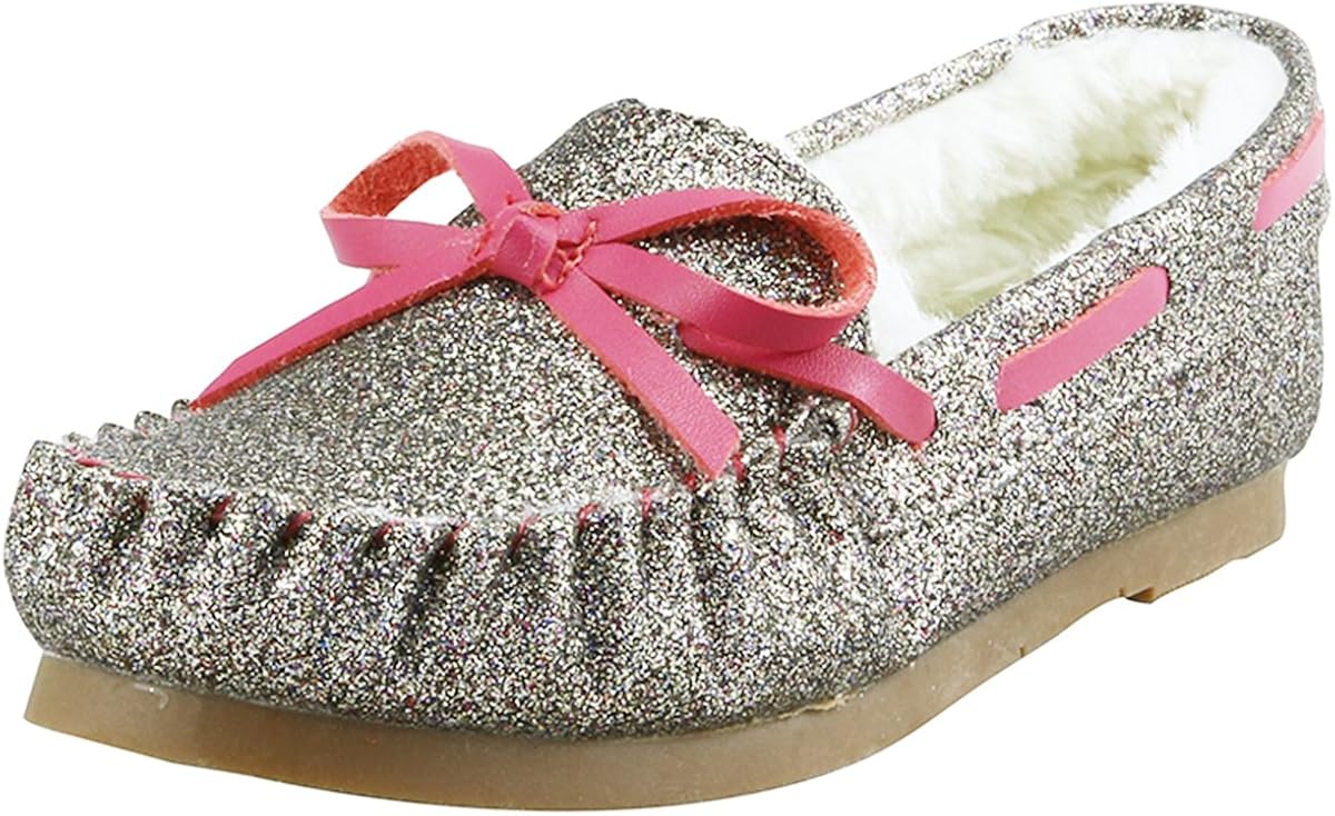 pink glitter moccasins