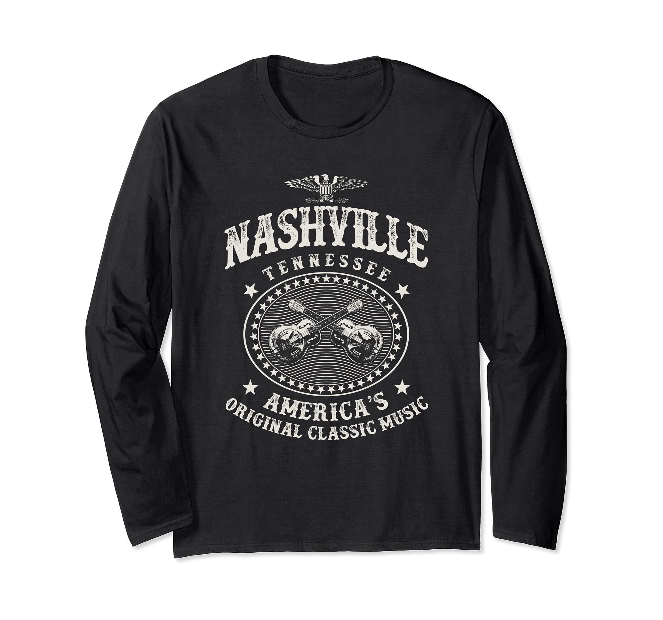 Nashville Music City USA Guitar Vintage Long Sleeve T-Shirt