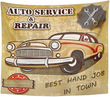 Amazon Emvencyタペストリー印刷50 X 60 Cmレッド車オートサービスレトロヴィンテージクラシック1950年代50年代メカニック自動車サイン壁hangingsホームインテリア 50 L X 60 W グリーン アートフレーム ポスター オンライン通販