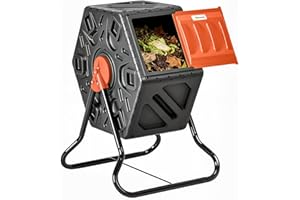 Outsunny 17 Gallon Compost Bin, Rotating Composter, Compost Tumbler with 24 Ventilation Openings and Steel Legs, Orange