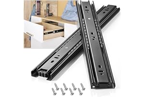 VAGUDE Drawer Slides 1 Pair Full Extension 10 12 14 16 18 20 22 24 inch Side Mount Rails Dresser Cabinet Bracket Replacement Ball Bearing Tracks Guide Metal Runner 100 LB (Basic-1 Pair, 10 Inch)