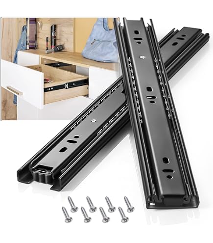 thumbnail image 2 of VEVOR Heavy Duty Drawer Slides 30" Length, Locking Drawer Slides 500lbs Load Capacity Long Full Extension Drawer Slide 1 Pair Side Mount Ball Bearing Drawer Glides Drawer Runners Rail, Drawer Slides 2 of 13