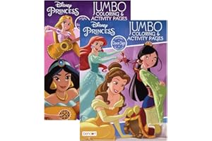 BAZIC PRODUCTS Disney Princess Coloring Book 2 Titles, Fun Game Workbook for Learning Drawing Coloring, Gift for Kids Toddler Activity at Classroom Home, 80 Pages, 2-Pack