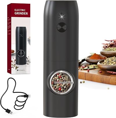 CIRCLE JOY Electric Salt Pepper Grinder Rechargeable with Adjustable Grind