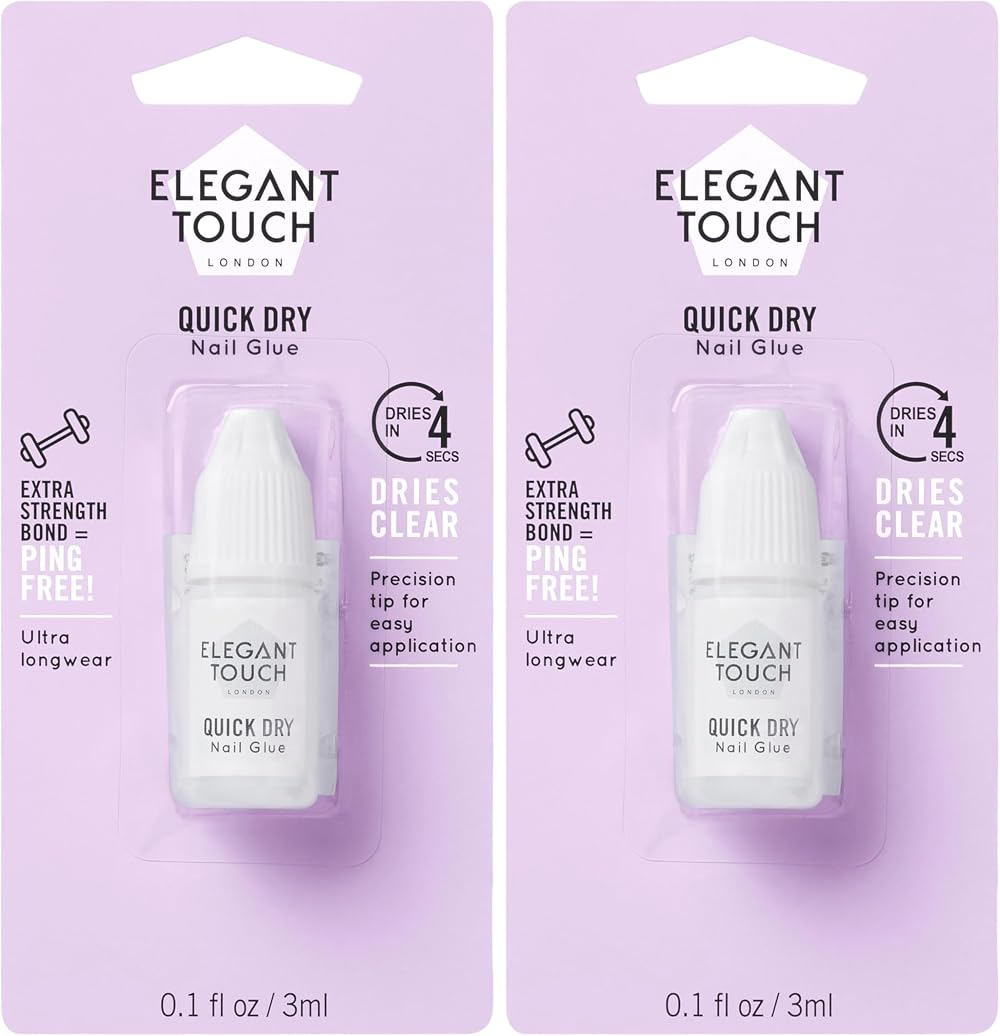 Elegant Touch Quick Dry Nail Glue 3ml Pack of 2