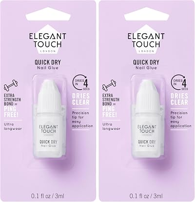 Elegant Touch Quick Dry Nail Glue 3ml Pack of 2
