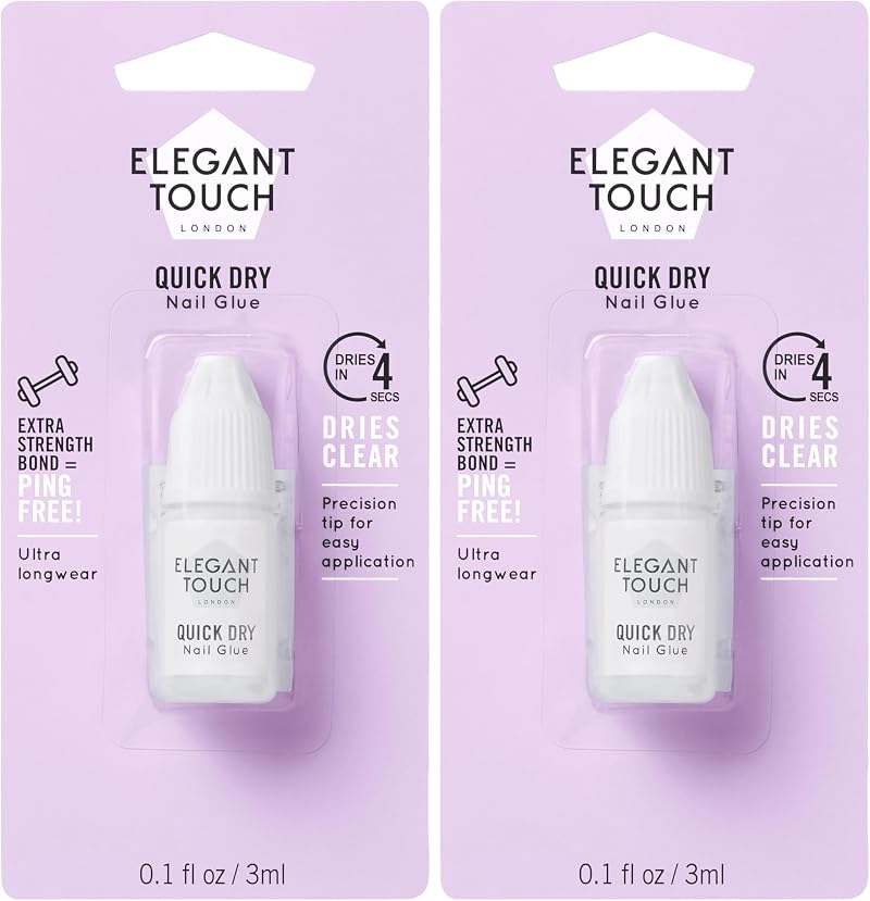 Elegant Touch Quick Dry Nail Glue 3ml Pack of 2