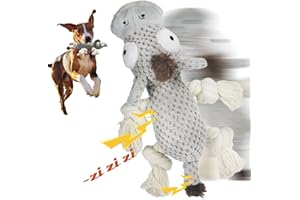 BAALSYEATKL Squeaky Chew Plush Stuffed Dog Toys Durable Pleated Paper Sound Toy for Small Medium and Large Dogs Include Aggressive Chewer，Cotton Rope Grind Teeth tug-of Fun to Training(Donkey)