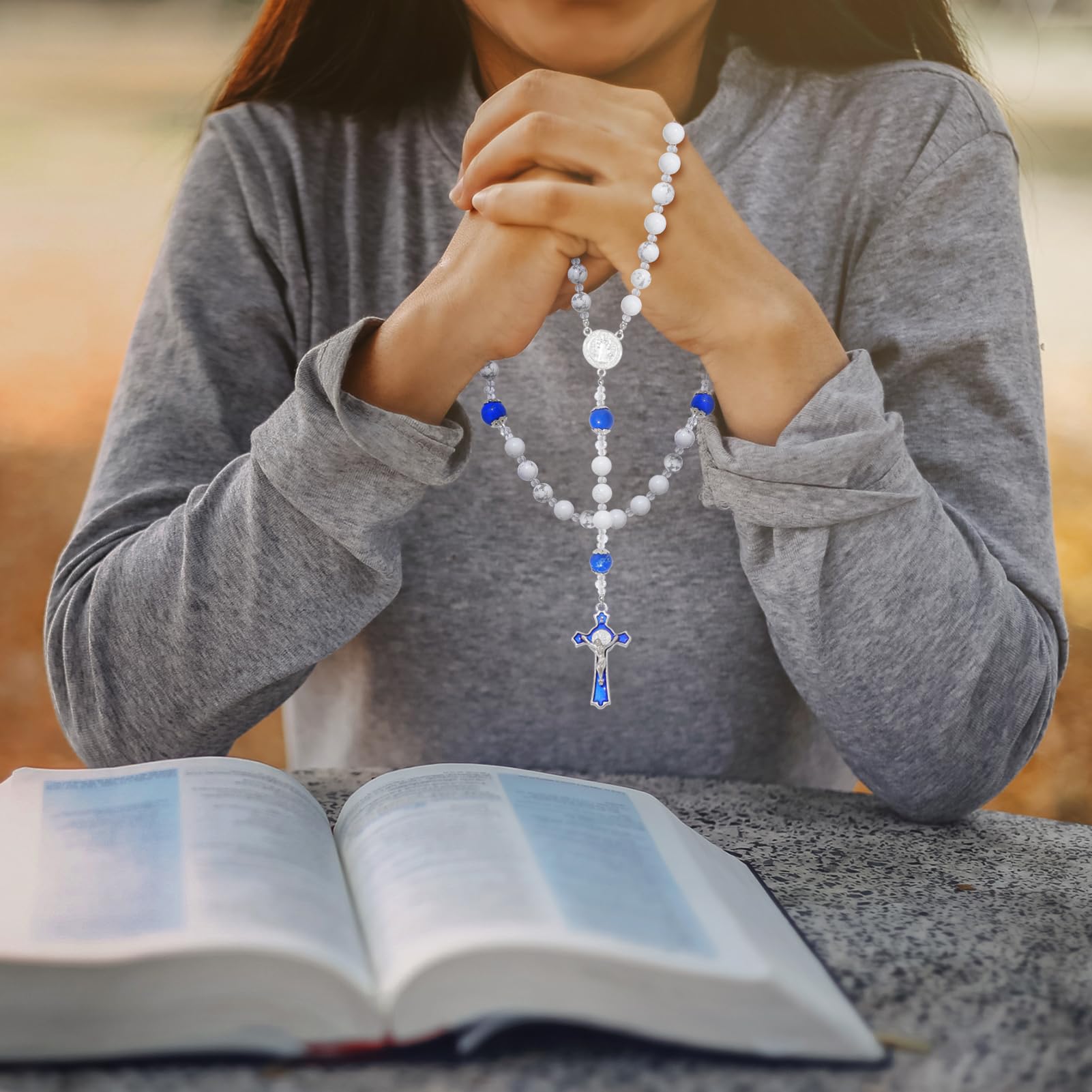 KOMI Catholic Rosary Beads for Women - Holy Prayer Necklace With Crucifix Cross - Communion Rosary Catholic Gifts