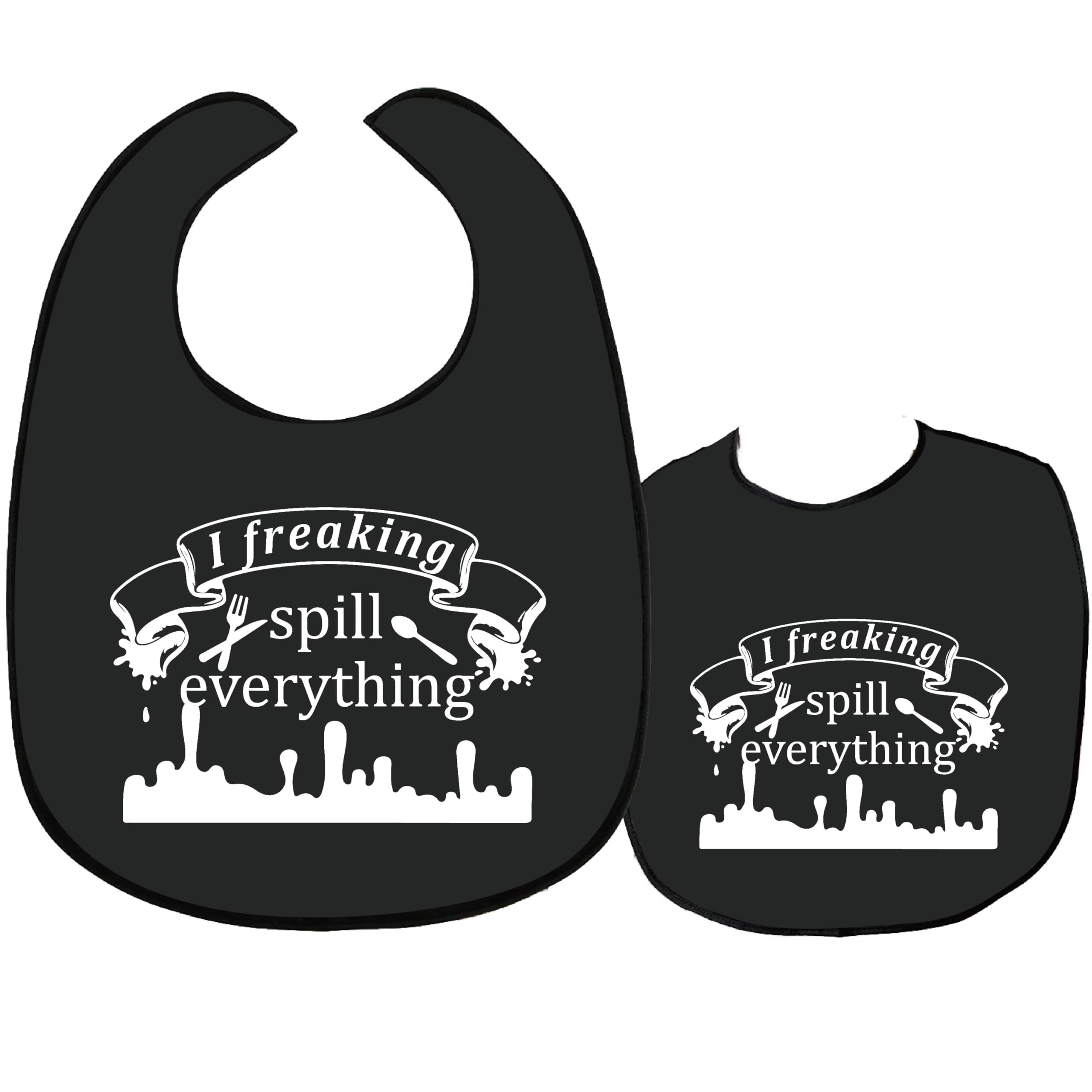 CREATCABIN Adult Bibs for Eating Waterproof Washable Clothing Protectors Canvas Reusable Dining for Elderly Women Men Hospital Disabled Bed Table Feeding 23.6x17.7Inch-I Freaking Spill Everything