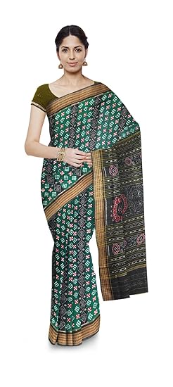 BOYANIKA Womens Sambalpuri Cotton Saree (boyanika 02_Green)