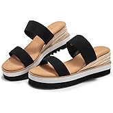 Coutgo Womens Platform Sandals Espadrille Wedge Heels Comfortable Slip on Slides Open Toe Summer Beach Shoes