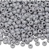 Auvoau 1000Pcs Pony Beads Bracelet 9mm Gray Plastic Barrel Pony Beads for Necklace,Hair Beads for Braids,Key Chain,Jewelry Making (Gray)