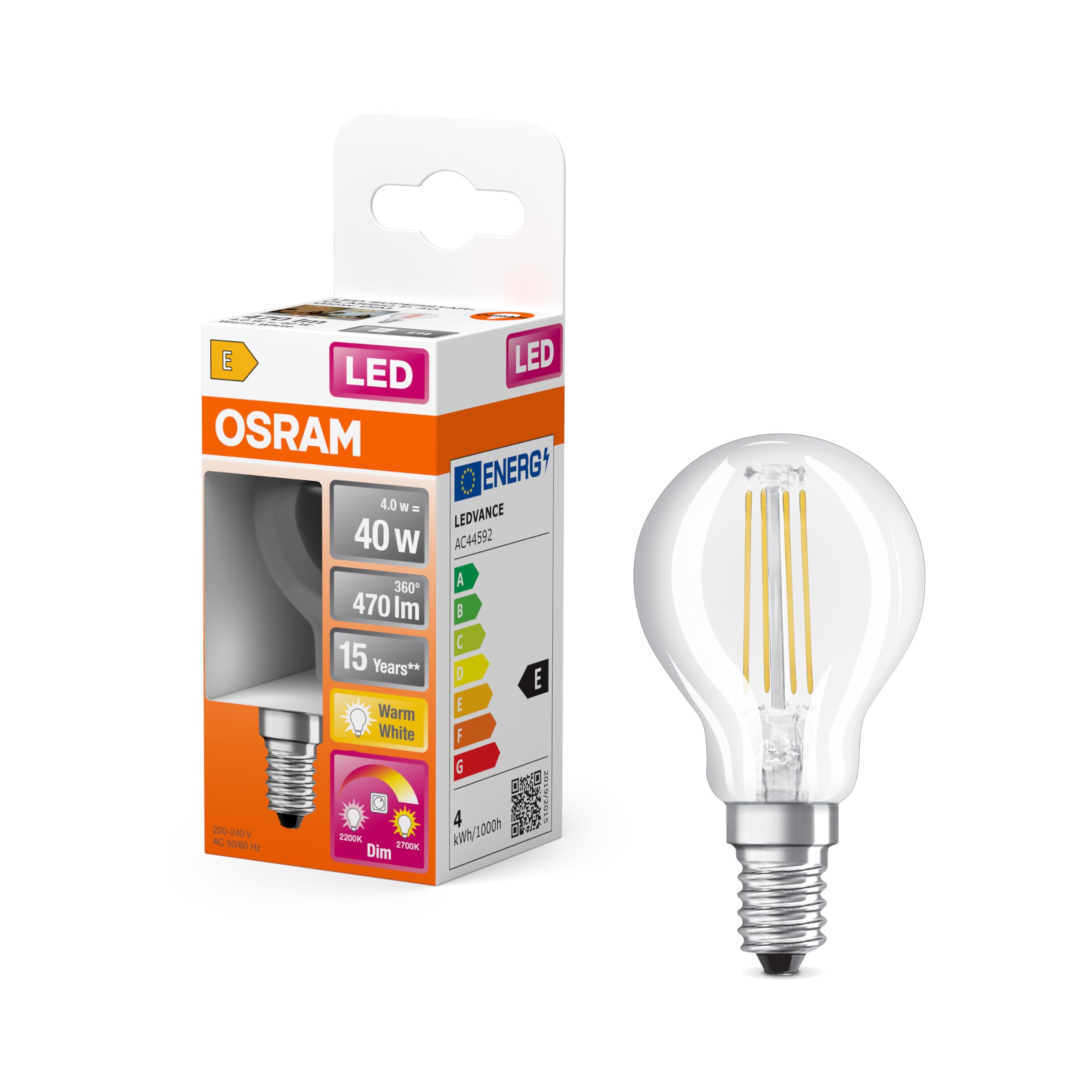 OSRAM LED Lamps, Classic Mini-Ball, GLOWdim, 4.5 W