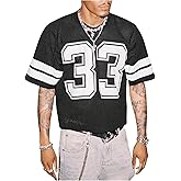 GORGLITTER Men's Jersey Shirts Oversized Baggy Mesh Tshirts Graphic Print Crew Neck Short Sleeve Streetwear Tee Loose Tops