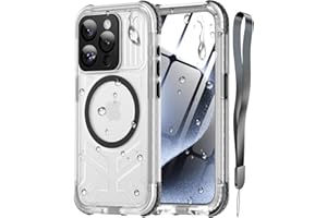 Haireca for iPhone 15 Pro Max Waterproof Case, [Built-in Lens & Screen Protector] [IP68 Underwater] [15FT Military Shockproof], Frosted Back Full Body Protection 15 Pro Max Phone Case 6.7", Black