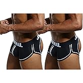 JOCKMAIL Men's Boxer Briefs Men Open Back Underwear Cotton Comfort Soft Boxer Brief for Men