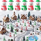 Chunful 30 Pcs Winter Mini Snowman Figurines Winter Tiny Miniature Snowman for Village Landscape Ornaments Crafts Xmas Party Cake Toppers Dollhouse Decoration