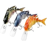 Rose Kuli Fishing Lures for Bass Trout Topwater Multi Jointed Swimbaits | Slow Sinking Bionic Swimming Lures Bass Freshwater Saltwater Bass Lifelike Fishing Lures Kit
