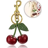 XGALBLA Cute Cherry Keychain for Women Bag Charm Purse Handmade Woven Rope Cherry Keychain - Car keyrings handbags - Fashion enthusiasts