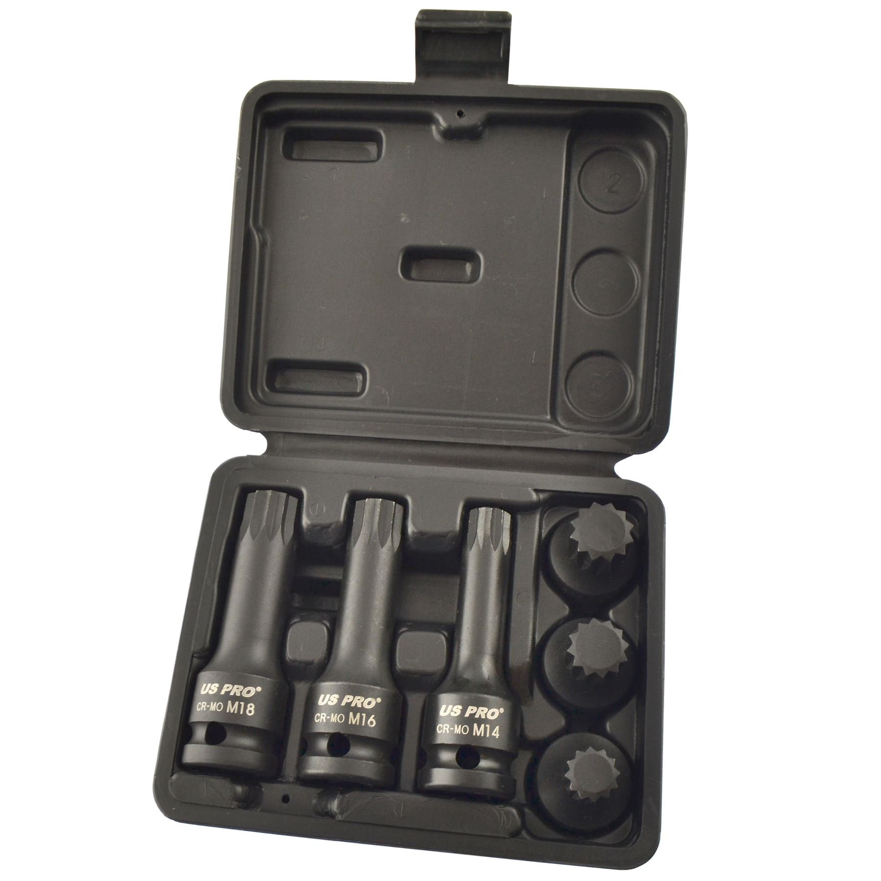 US PRO B1379 M14 M16 M18 Spline Bit Sockets, Impact Wrench M14/M16/M18