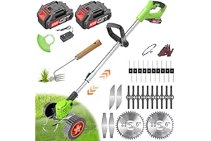 AKENUOKE Electric Weed Wacker Cordless, Weed Trimmer Eater Battery Powered 21V 2000mAh, No String Weed Wacker with Adjustable Height&Rotating Head, 3 in 1 Grass Trimmer/Edger/Brush Cutter for Yard Garden