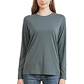 netdraw Women's Bamboo Viscose Cotton Long Sleeve T-Shirt, Crew Neck Buttery Soft Comfy Casual Lounge Sleep Pajama Tees