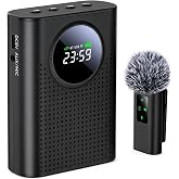 ZERFUN S67 Voice Amplifier Wireless Microphone for Teachers Classroom Rechargeable, Mini Lavalier Lapel Mic, Portable Speaker PA System with LED Display for Class, Tour Guide, Coaches, Black