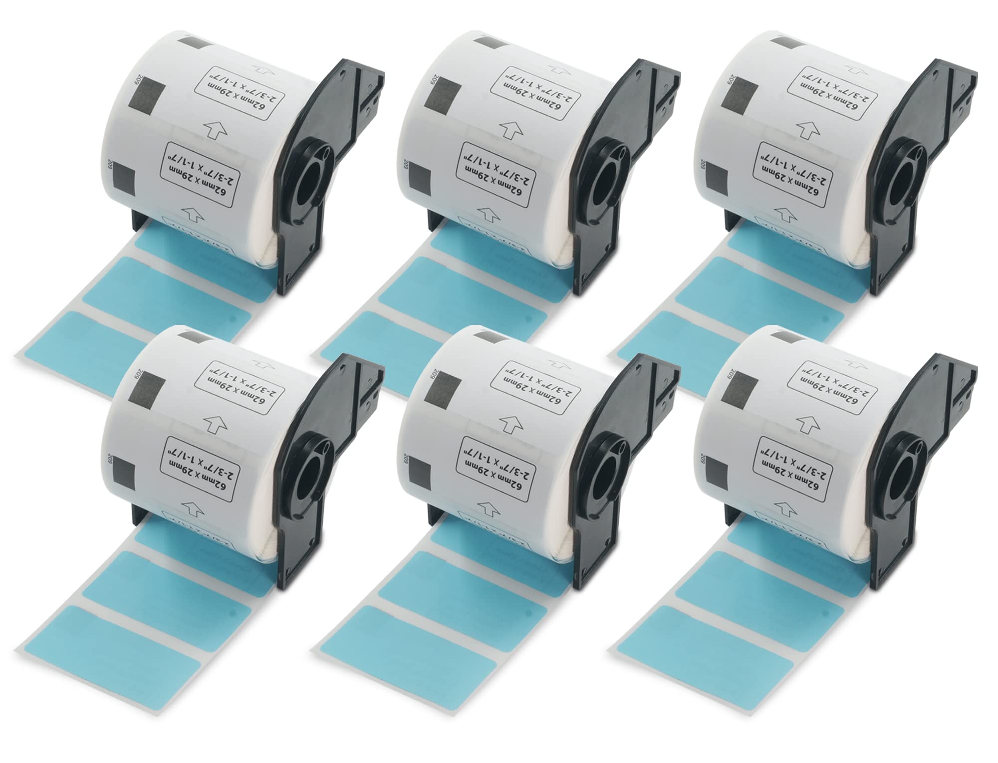 BETCKEY - 6 Rolls DK-11209 Colored Labels, 62mm x 29mm, Black on Blue, 4800 Small Address Labels Using for QL Label Printers