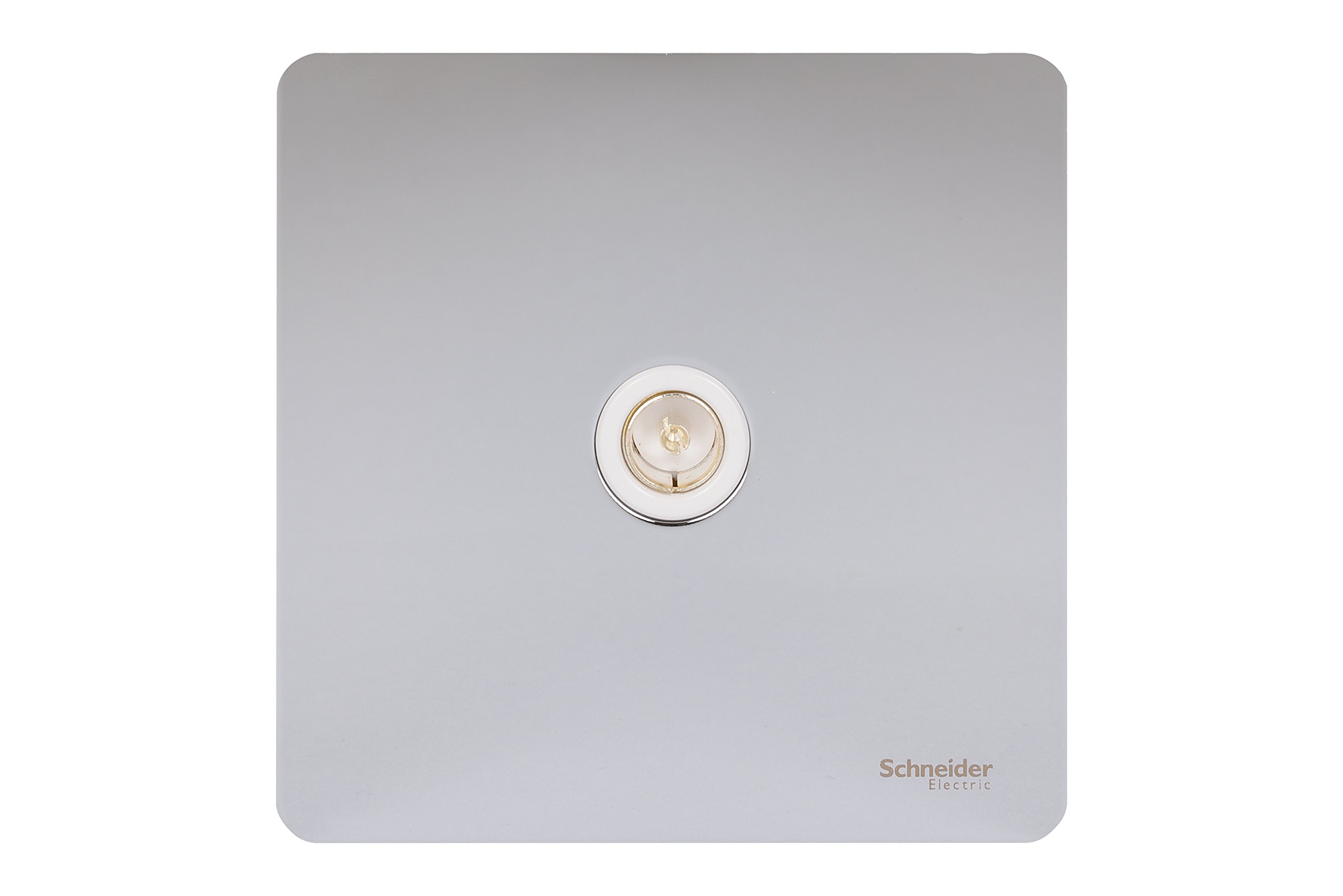 Schneider Electric Ultimate Screwless Flat Plate - Single TV Aerial Socket, GU7410WPC, Polished Chrome with White Insert