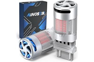 AINOSEIN 3156 3157 LED Bulb Red with Built In Resistor & Turbo Fan, 3056 3057 CANBUS Error Free Anti Hyper Flash, Super Bright for Brake Light Stop Tail Light, Fit CK & Standard Socket, Pack of 2