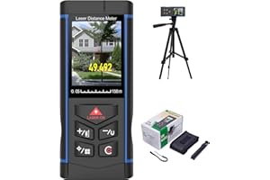 S.FINE Laser Measure with Camera, 500ft Laser Measurement Tool with Angle Finder, Indoor Outdoor Long Distance Laser Measuring Device with Electronic Horizontal Calibration, Tripod Included