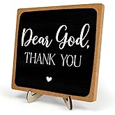 Thank You Gifts for Women Men,Appreciation Gifts,Inspirational Office Decor, Christian Gifts,Bible Verse Desk Decor,Home Office Decor Wooden Plaque Sign 5.9 x 5.9Inch-Dear God Thank You(Black04)