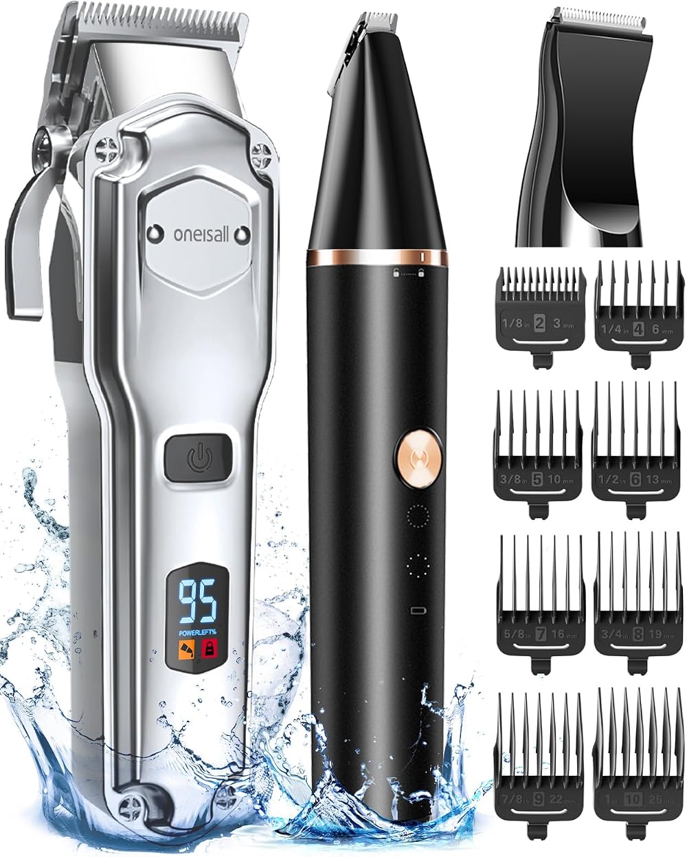 oneisall Dog Clippers 3 in 1 Grooming Kit, IPX7 Waterproof, Low Noise