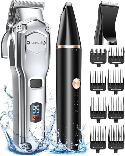 oneisall Dog Clippers 3 in 1 Grooming Kit, IPX7 Waterproof, Low Noise